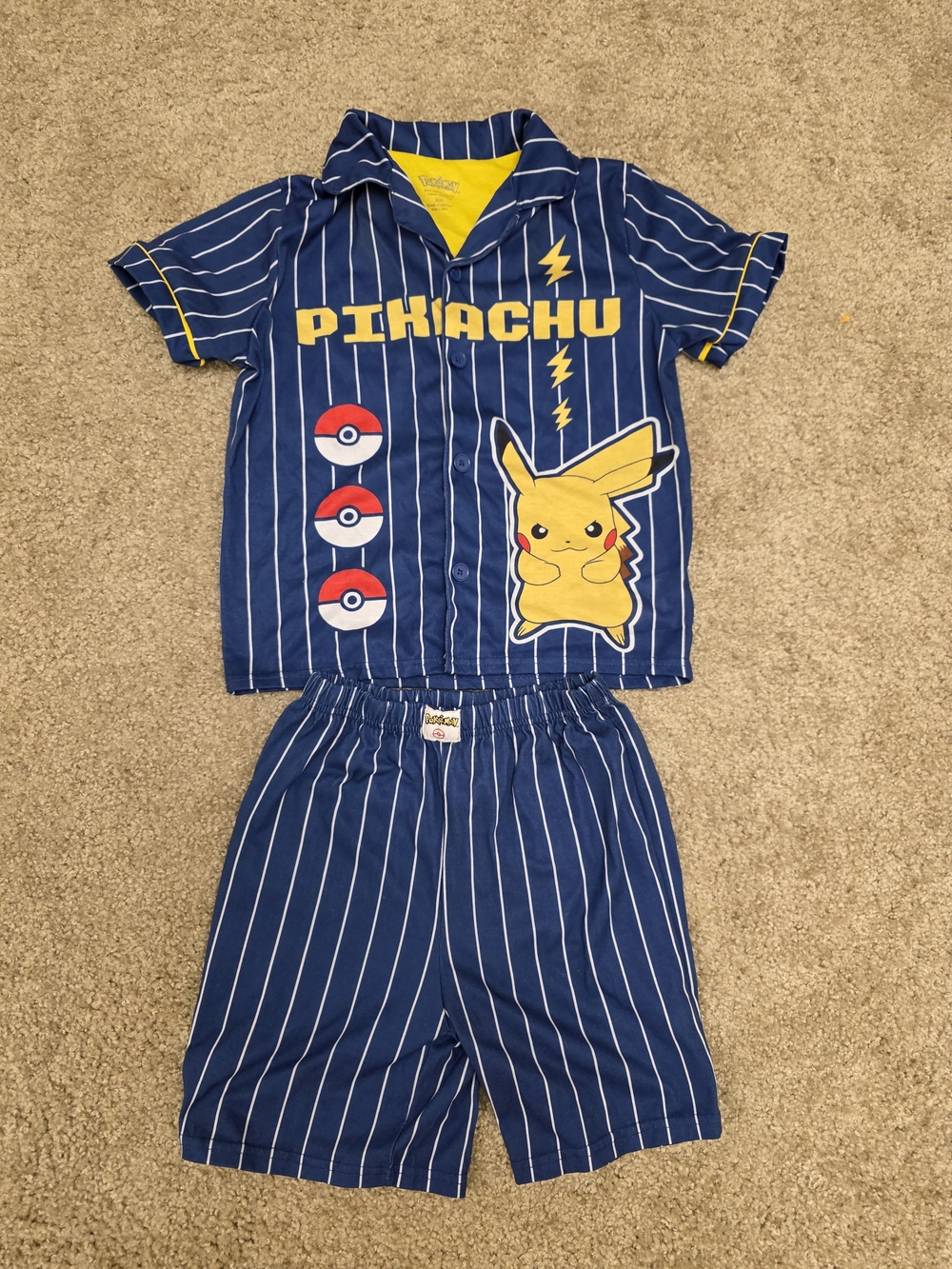 Pikachu Navy Blue Kids Pajama Set Size 8